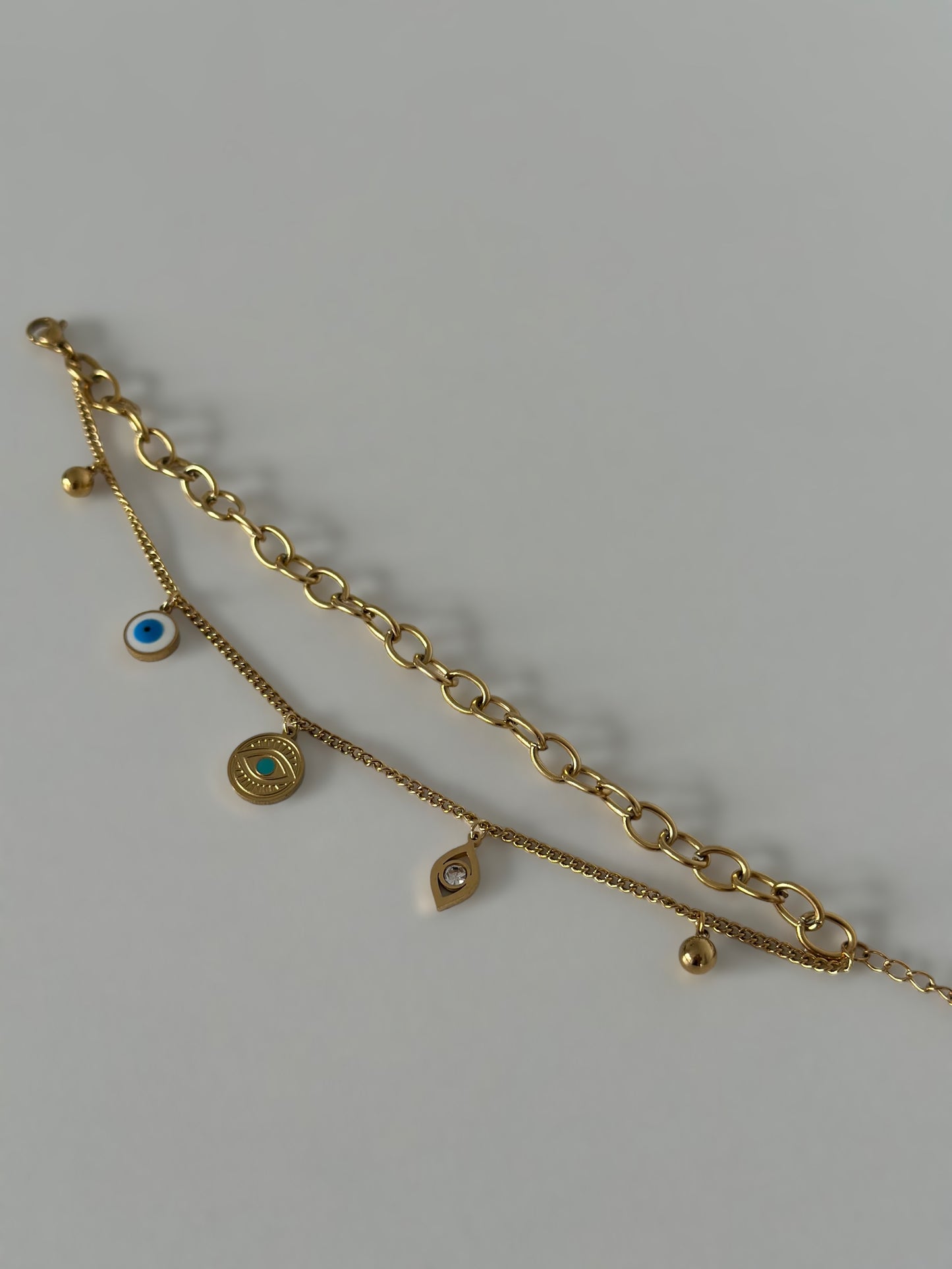 Blue Eye Charm Bracelet | Gold