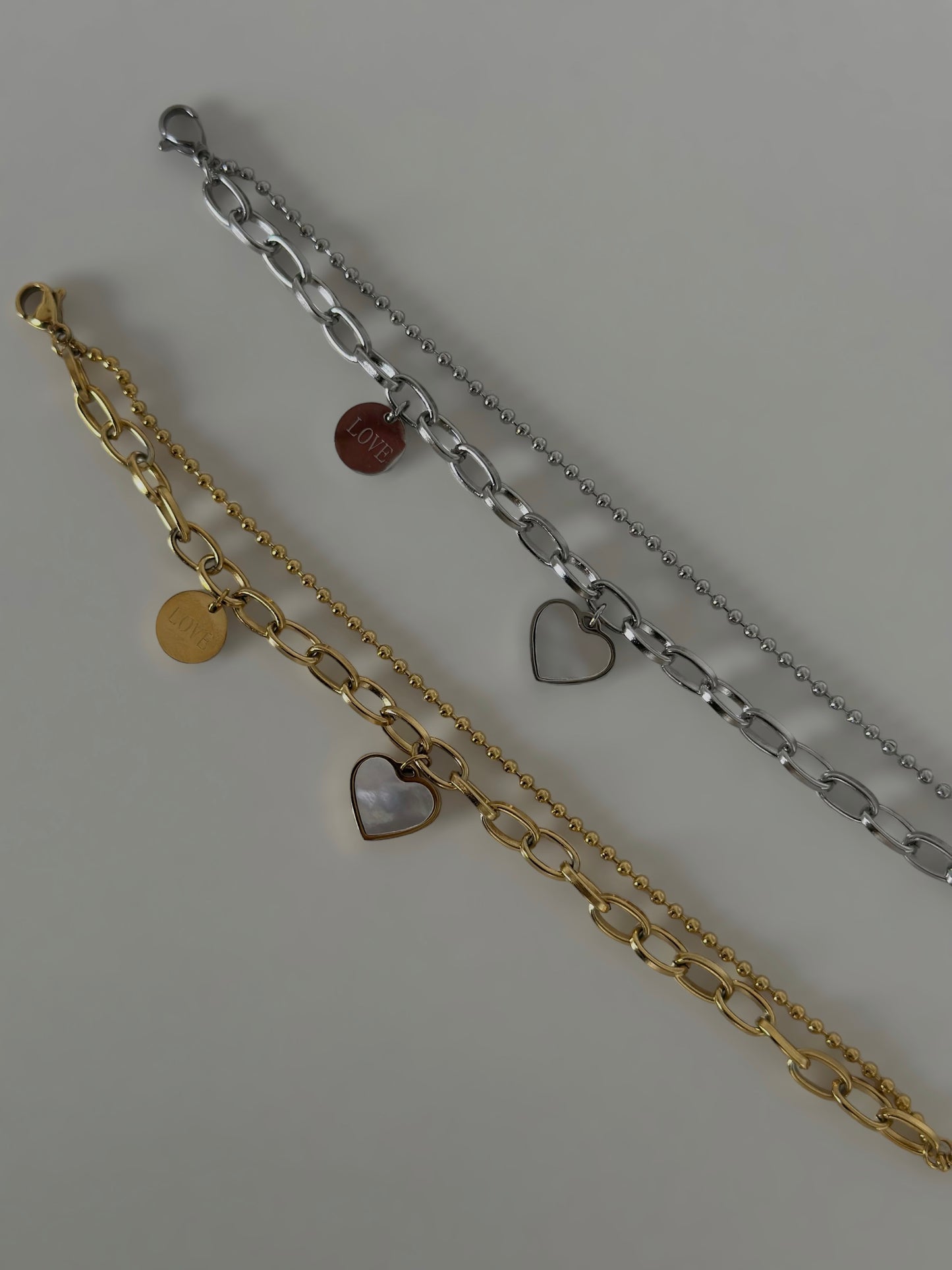 Heart Charm Bracelet | Gold & Silver