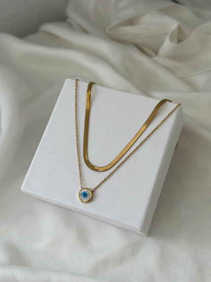 Deniz Evil Eye Necklace | Gold & Silver